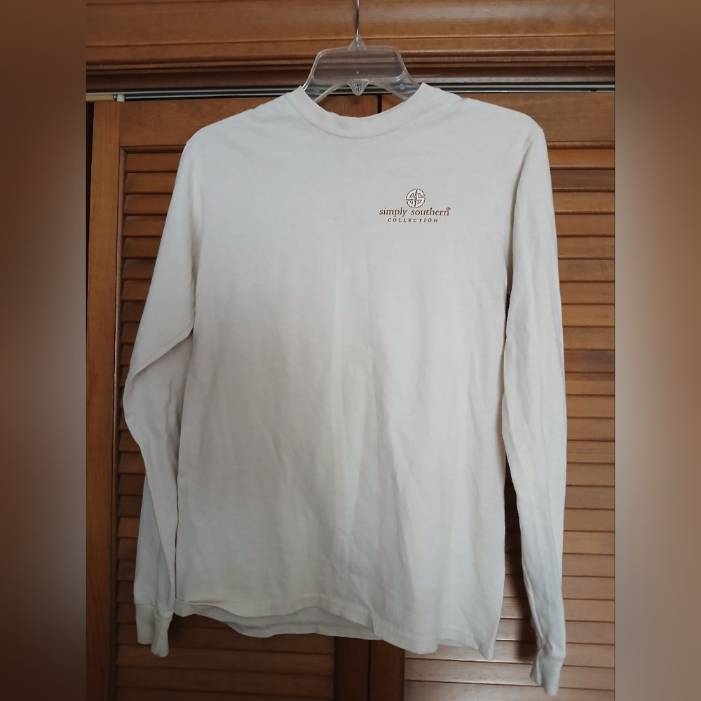 ❄️Simply Southern Simply Blessed Ling Sleeve Taupe Shirt Size S